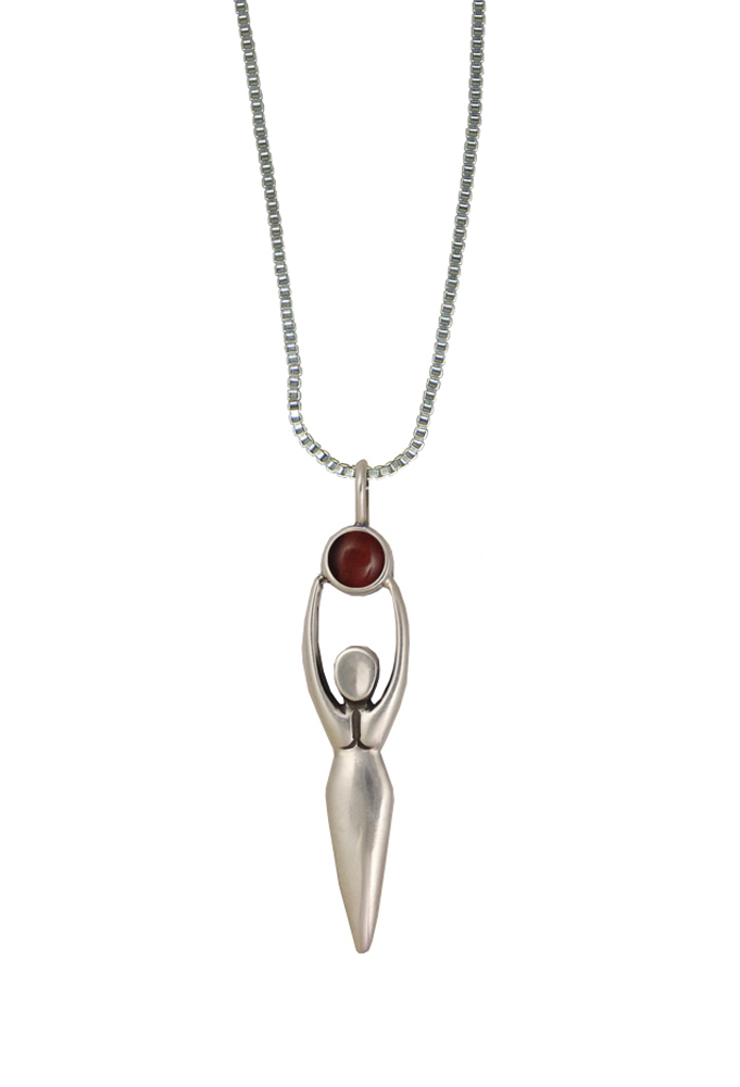 Sterling Silver Women Pendant With Red Tiger Eye